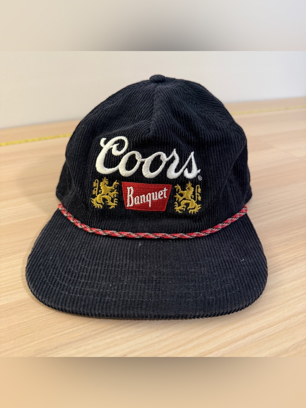 Coors Beer - Banquet Hat Navy Red Rope Corduroy Snapback Retro Vintage Style